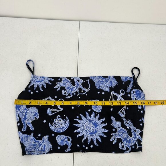Forever 21 M Zodiac Crop Cami Top Black Blue Celestial Astrological Signs Y2K - Picture 5 of 9